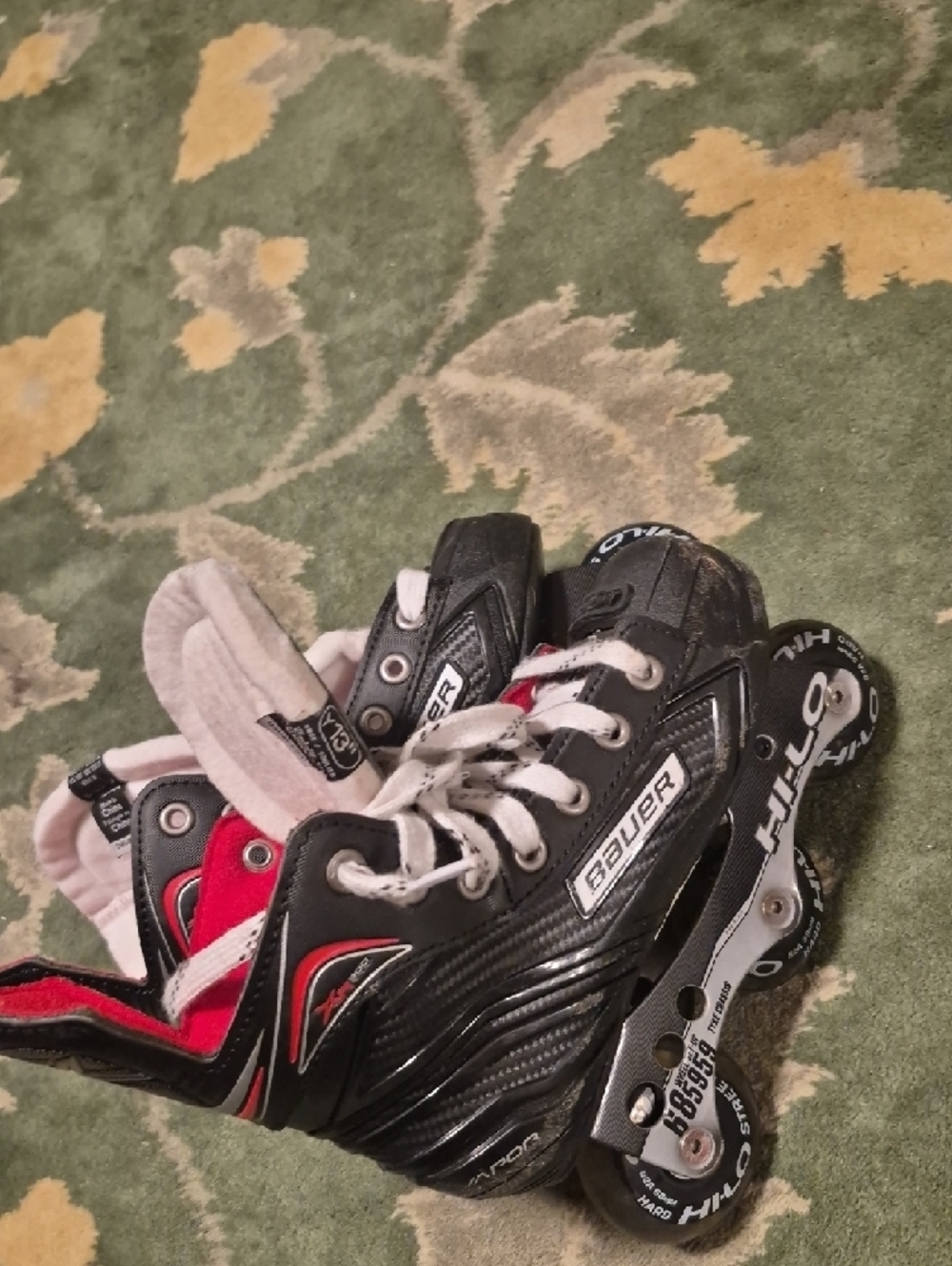 Bauer Kids Red and Black Lace-Up Roller Skate Boots - Picture 4 of 11